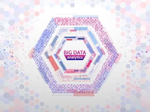 Big data connection structure. Abstract element with lines, dots and binary c イラスト素材