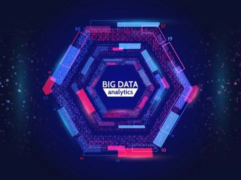 Big data connection structure. Abstract element with lines, dots and binary c Stock Illustration