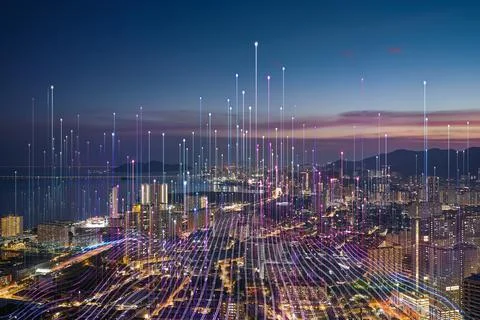 Big data connection technology concept. Stock Photos