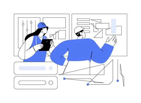 Big data in construction abstract concept vector illustration. Stock Illustration