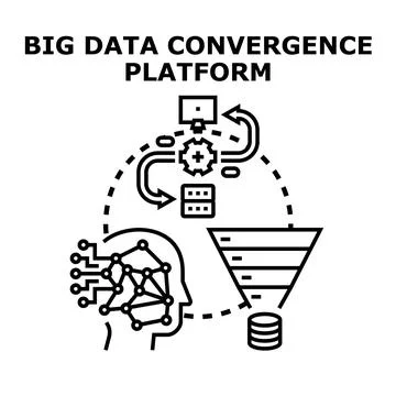 Big data convergence platform collecting analyzing processing information Illustrazione stock