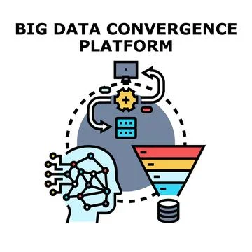 Big data convergence platform collecting analyzing processing information Illustrazione stock