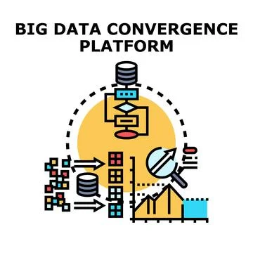 Big data convergence platform processing information analysis Stock Illustration
