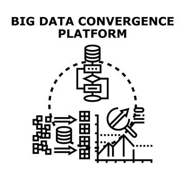 Big data convergence platform processing information analysis Stock Illustration