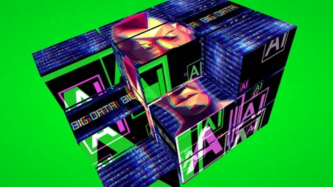 Big data on cube  concept on green screen Stock Footage 236951415