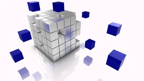 Big data cubes concept illustration silver and blue Stock Illustration
