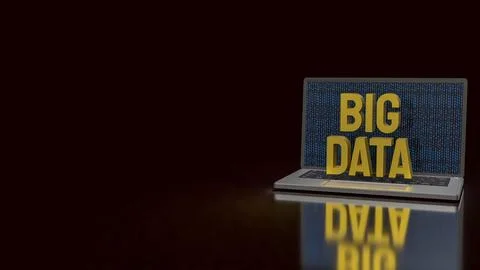 Big Data Cyber Analytics Laptop Concept 3d render. Illustrazione stock