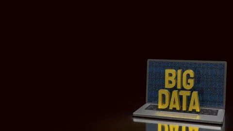 Big Data Cyber Analytics Laptop Concept 3d render. 库存插图