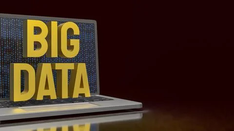 Big Data Cyber Analytics Laptop Concept 3d render. Illustrazione stock