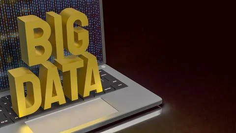 Big Data Cyber Analytics Laptop Concept 3d render. Illustrazione stock
