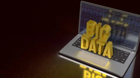Big Data Cyber Analytics Laptop Concept 3d render. Stockillustratie
