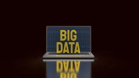 Big Data Cyber Analytics Laptop Concept 3d render. Stock Photos