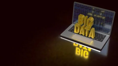 Big Data Cyber Analytics Laptop Concept 3d render. Stock Photos