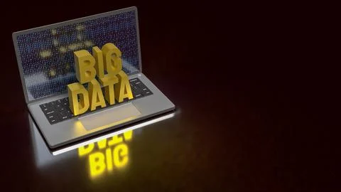 Big Data Cyber Analytics Laptop Concept 3d render. Stock Photos