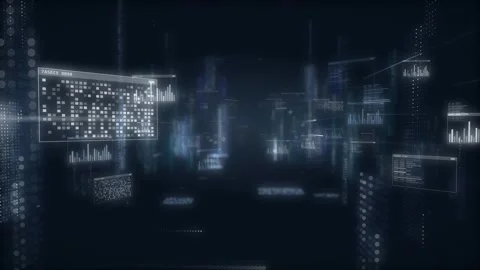 Big Data Cyberspace Grid Network Cold Blue Abstract Tech Background Ice Mono Stock Footage 348346890