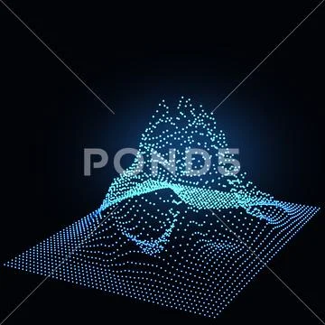 Big Data. Data Flow. Wireframe Landscape Pattern. Geometric Terrain Design. I Stockillustratie