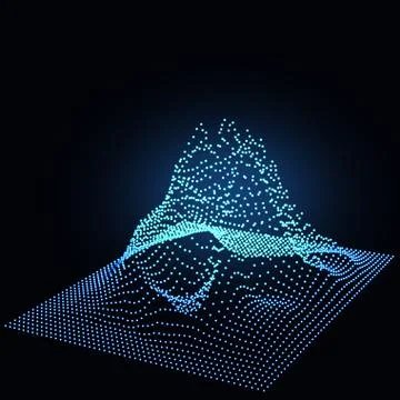 Big Data. Data Flow. Wireframe Landscape Pattern. Geometric Terrain Design. I Stock Illustration