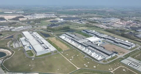 Big data, datacenter, computing center, aerial view. Information technology 스톡 동영상 310872105