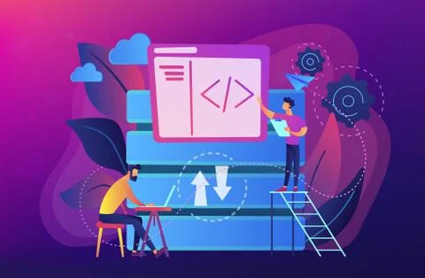 Big data developer concept vector illustration. Illustrazione stock