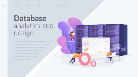 Big data developer landing page template. 스톡 일러스트