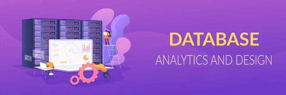 Big data developer web banner concept. Stock Illustration