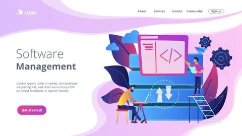 Big data developerconcept landing page. Illustrazione stock