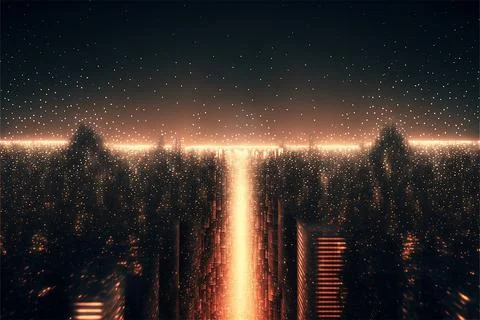 Big data in digital city concept background. Futuristic city skyline information 스톡 일러스트
