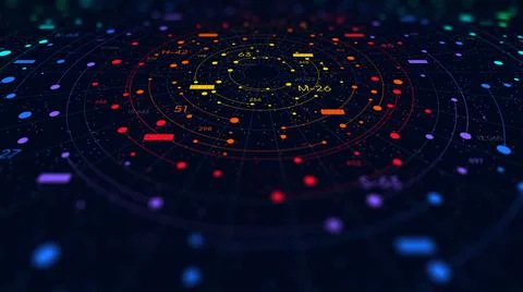 Big data digital cloud with numbers and circular structure, color visualizati 스톡 일러스트