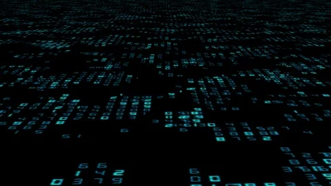 Big data digital code running through black and blue mainframe in a futuristic Stock Footage 248463713