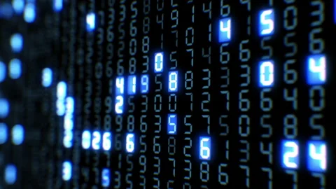 Big Data Digital Hexadecimal Code Running on Abstract Screen Seamless. Blue Stock-Footage 235783868