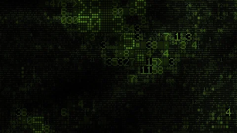 Big Data Digital Numbers Glitch Green 01 Stock Footage 124381277