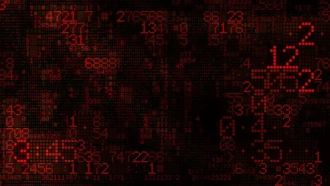 Big Data Digital Numbers Glitch Red 05 Stock Footage 124381378