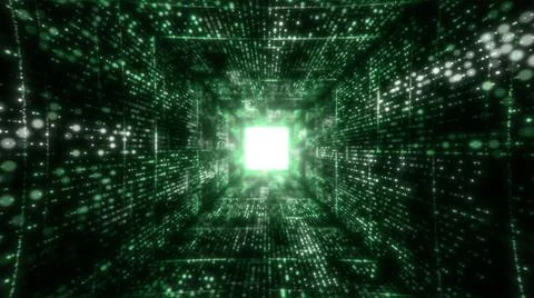 Big Data Digital tunnel square with futuristic matrix. Technological and related 스톡 일러스트
