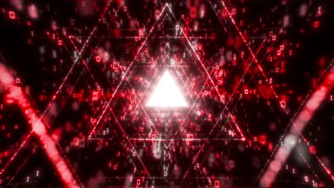 Big Data Digital tunnel triangle with futuristic matrix. Flying Through Digital Stock Footage 170428825
