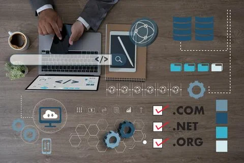 Big Data on a Domain Web Page and SEO Internet Domain Name Registration Dom.. Stock-Fotos