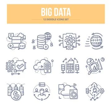 Big Data Doodle Icons Stock Illustration