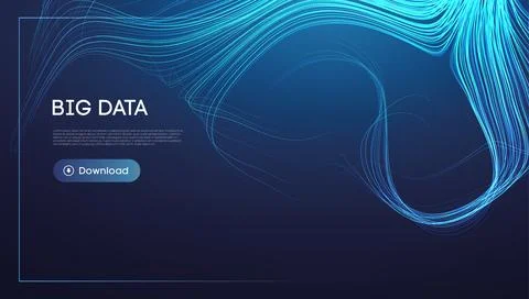Big Data Download Background with Abstract Blue Lines Stock Illustration