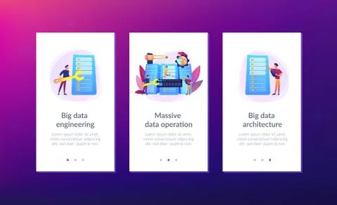 Big data engineering app interface template. Stock Illustration