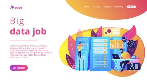 Big data engineering concept landing page. Stock Illustration