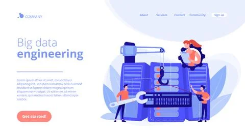 Big data engineering concept landing page. Stock Illustration