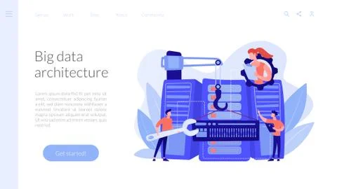 Big data engineering concept landing page. Stock Illustration