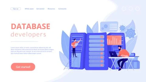 Big data engineering concept landing page. Stock Illustration