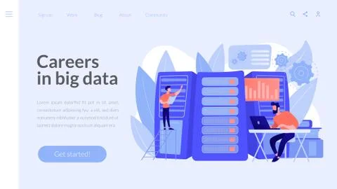 Big data engineering concept landing page. Stock Illustration