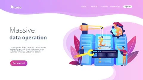 Big data engineering concept landing page. Stock Illustration