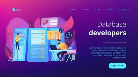 Big data engineering concept landing page. Stock Illustration