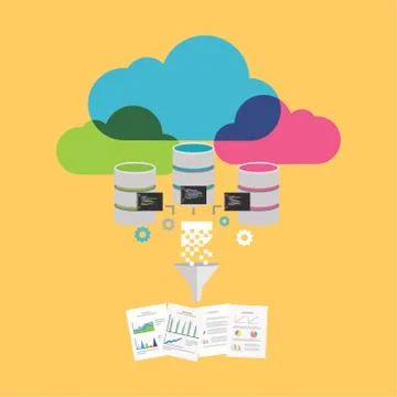 Big Data. Extract information Process. Data Mining Concept. Stock Illustration