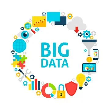 Big Data Flat Circle Stock Illustration
