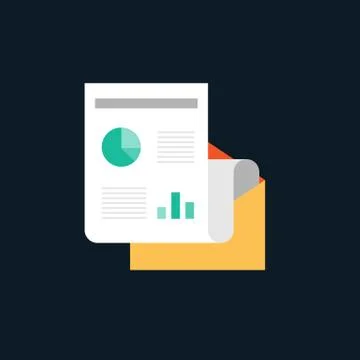 Big data flat design concept with information paper and envelope Stock Illustration