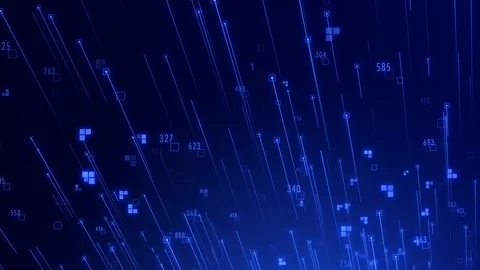 Big data flow data analysis cloud computing with binary code running Stock Footage 104898342