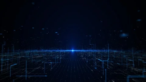Big Data Flow motion lines Blockchain network dots particles. Digital background Stock Footage 295950534